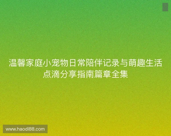 温馨家庭小宠物日常陪伴记录与萌趣生活点滴分享指南篇章全集