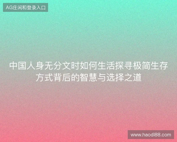 中国人身无分文时如何生活探寻极简生存方式背后的智慧与选择之道
